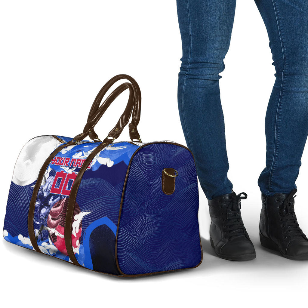 Personalized Japan Football Travel Bag Kitsune Samurai Mascot - Traditional Wave Heritage