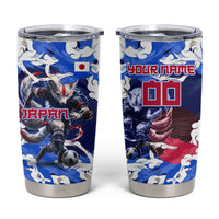 Personalized Japan Football Tumbler Cup Kitsune Samurai Mascot - Traditional Wave Heritage
