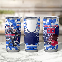Personalized Japan Football Tumbler Cup Kitsune Samurai Mascot - Traditional Wave Heritage
