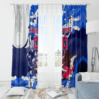 Personalized Japan Football Window Curtain Kitsune Samurai Mascot - Traditional Wave Heritage