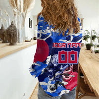 Personalized Japan Football Women Casual Shirt Kitsune Samurai Mascot - Traditional Wave Heritage
