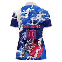 Personalized Japan Football Women Polo Shirt Kitsune Samurai Mascot - Traditional Wave Heritage