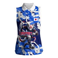 Personalized Japan Football Women Sleeveless Polo Shirt Kitsune Samurai Mascot - Traditional Wave Heritage