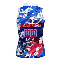 Personalized Japan Football Women Sleeveless Polo Shirt Kitsune Samurai Mascot - Traditional Wave Heritage