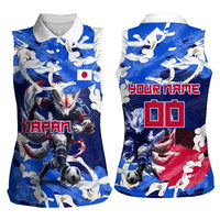 Personalized Japan Football Women Sleeveless Polo Shirt Kitsune Samurai Mascot - Traditional Wave Heritage