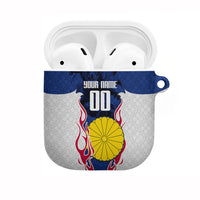 Personalized Japan Football Kitsune Mascot AirPods Case Samurai Blue Chrysanthemum Flame