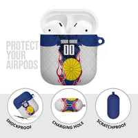 Personalized Japan Football Kitsune Mascot AirPods Case Samurai Blue Chrysanthemum Flame