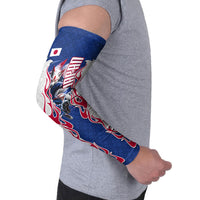Personalized Japan Football Kitsune Mascot Arm Sleeves Samurai Blue Chrysanthemum Flame