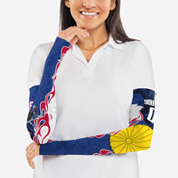 Personalized Japan Football Kitsune Mascot Arm Sleeves Samurai Blue Chrysanthemum Flame