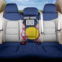 Personalized Japan Football Kitsune Mascot Back Car Seat Cover Samurai Blue Chrysanthemum Flame