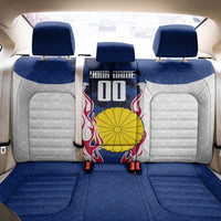 Personalized Japan Football Kitsune Mascot Back Car Seat Cover Samurai Blue Chrysanthemum Flame