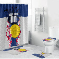 Personalized Japan Football Kitsune Mascot Bathroom Set Samurai Blue Chrysanthemum Flame