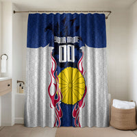 Personalized Japan Football Kitsune Mascot Bathroom Set Samurai Blue Chrysanthemum Flame