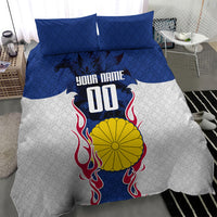 Personalized Japan Football Kitsune Mascot Bedding Set Samurai Blue Chrysanthemum Flame