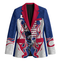 Personalized Japan Football Kitsune Mascot Blazer Samurai Blue Chrysanthemum Flame