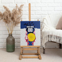 Personalized Japan Football Kitsune Mascot Canvas Wall Art Samurai Blue Chrysanthemum Flame