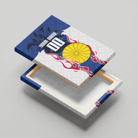 Personalized Japan Football Kitsune Mascot Canvas Wall Art Samurai Blue Chrysanthemum Flame