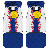 Personalized Japan Football Kitsune Mascot Car Mats Samurai Blue Chrysanthemum Flame