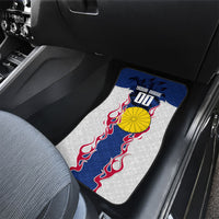 Personalized Japan Football Kitsune Mascot Car Mats Samurai Blue Chrysanthemum Flame