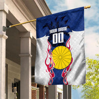 Personalized Japan Football Kitsune Mascot Garden Flag Samurai Blue Chrysanthemum Flame