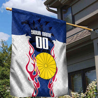 Personalized Japan Football Kitsune Mascot Garden Flag Samurai Blue Chrysanthemum Flame