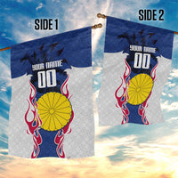 Personalized Japan Football Kitsune Mascot Garden Flag Samurai Blue Chrysanthemum Flame