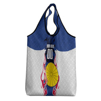 Personalized Japan Football Kitsune Mascot Grocery Bag Samurai Blue Chrysanthemum Flame