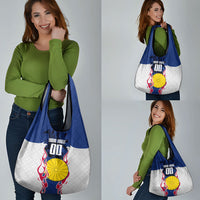 Personalized Japan Football Kitsune Mascot Grocery Bag Samurai Blue Chrysanthemum Flame