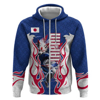 Personalized Japan Football Kitsune Mascot Hoodie Samurai Blue Chrysanthemum Flame
