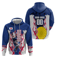 Personalized Japan Football Kitsune Mascot Hoodie Samurai Blue Chrysanthemum Flame