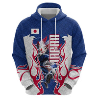Personalized Japan Football Kitsune Mascot Hoodie Samurai Blue Chrysanthemum Flame