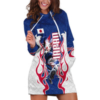 Personalized Japan Football Kitsune Mascot Hoodie Dress Samurai Blue Chrysanthemum Flame