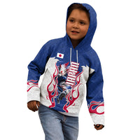 Personalized Japan Football Kitsune Mascot Kid Hoodie Samurai Blue Chrysanthemum Flame
