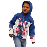 Personalized Japan Football Kitsune Mascot Kid Hoodie Samurai Blue Chrysanthemum Flame