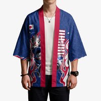 Personalized Japan Football Kitsune Mascot Kimono Samurai Blue Chrysanthemum Flame