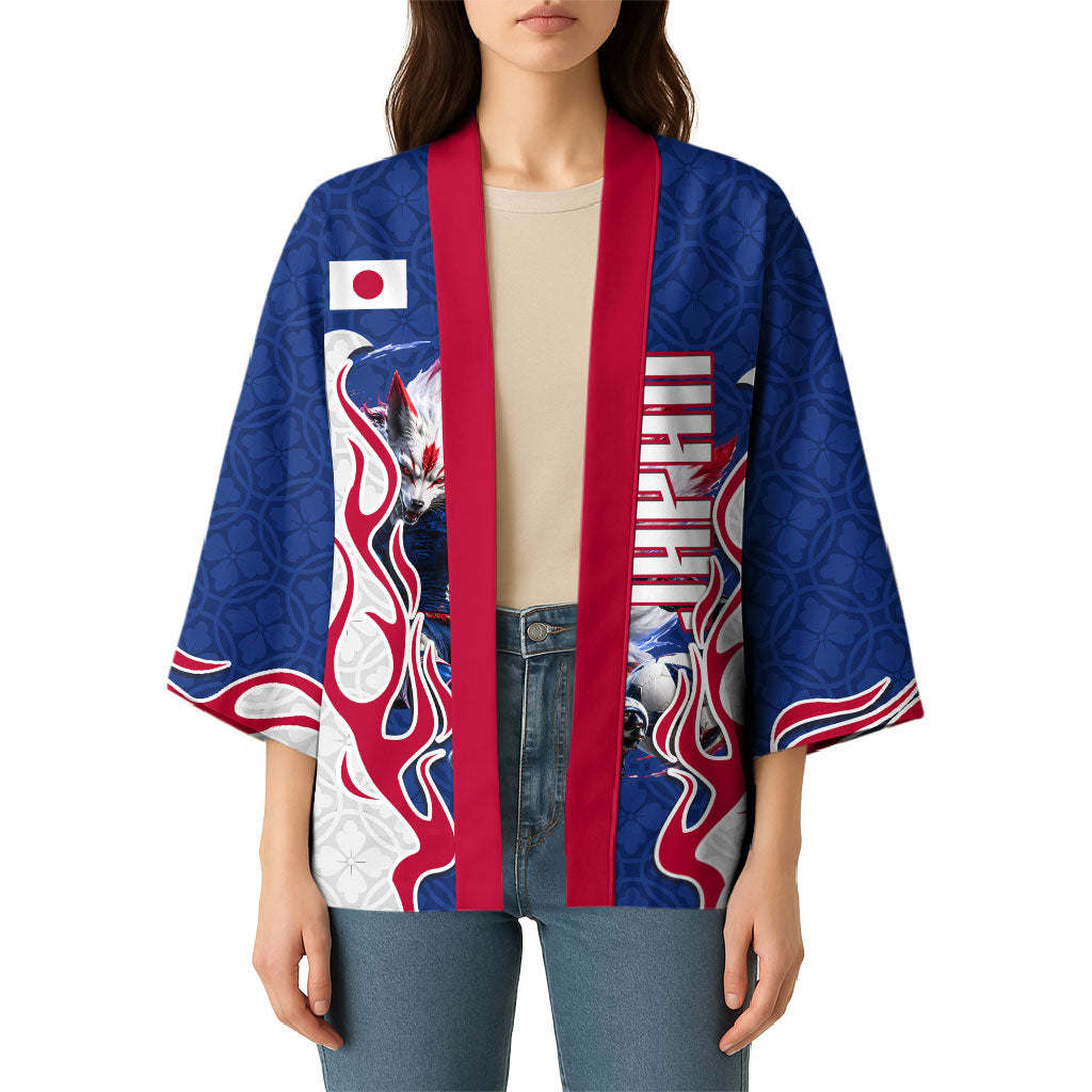 Personalized Japan Football Kitsune Mascot Kimono Samurai Blue Chrysanthemum Flame