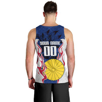 Personalized Japan Football Kitsune Mascot Men Tank Top Samurai Blue Chrysanthemum Flame
