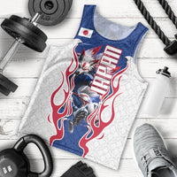 Personalized Japan Football Kitsune Mascot Men Tank Top Samurai Blue Chrysanthemum Flame
