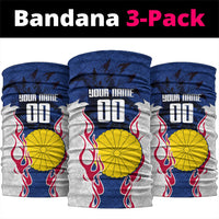 Personalized Japan Football Kitsune Mascot Neck Gaiter Samurai Blue Chrysanthemum Flame