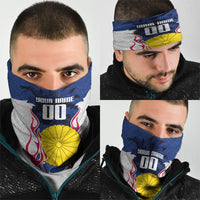 Personalized Japan Football Kitsune Mascot Neck Gaiter Samurai Blue Chrysanthemum Flame