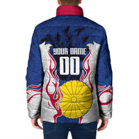 Personalized Japan Football Kitsune Mascot Padded Jacket Samurai Blue Chrysanthemum Flame