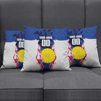 Personalized Japan Football Kitsune Mascot Pillow Cover Samurai Blue Chrysanthemum Flame
