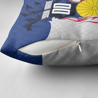 Personalized Japan Football Kitsune Mascot Pillow Cover Samurai Blue Chrysanthemum Flame