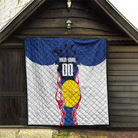 Personalized Japan Football Kitsune Mascot Quilt Samurai Blue Chrysanthemum Flame