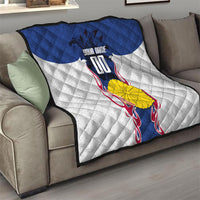 Personalized Japan Football Kitsune Mascot Quilt Samurai Blue Chrysanthemum Flame