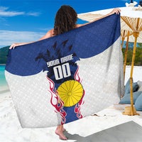 Personalized Japan Football Kitsune Mascot Sarong Samurai Blue Chrysanthemum Flame