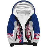 Personalized Japan Football Kitsune Mascot Sherpa Hoodie Samurai Blue Chrysanthemum Flame