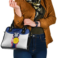Personalized Japan Football Kitsune Mascot Shoulder Handbag Samurai Blue Chrysanthemum Flame