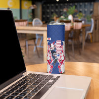 Personalized Japan Football Kitsune Mascot Skinny Tumbler Samurai Blue Chrysanthemum Flame