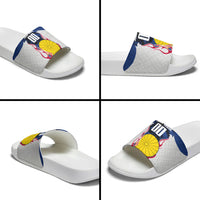 Personalized Japan Football Kitsune Mascot Slide Sandals Samurai Blue Chrysanthemum Flame